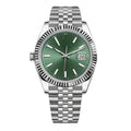 Classic Date 41 – Green Sunburst Dial | Stainless Steel Jubilee Bracelet & Fluted Bezel