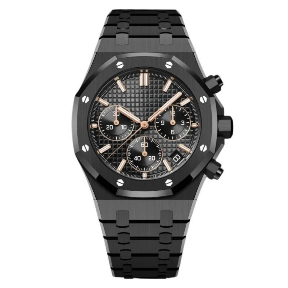 Chronograph 42 – Black Dial | Full Black Steel Bracelet